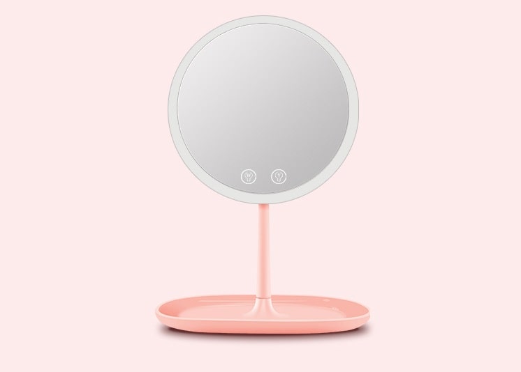 Настольное зеркало для макияжа с подсветкой ShineMirror TD-019 розового цвета