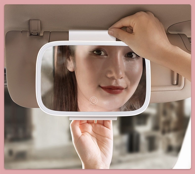 Зеркало с подсветкой для макияжа в автомобиле Baseus Delicate CRBZJ01-02 белое