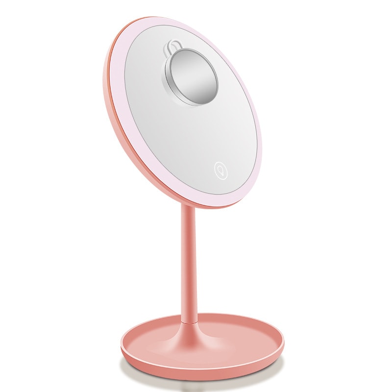 Настольное зеркало для макияжа с подсветкой и увеличением ShineMirror TD-020 розового цвета - фото2