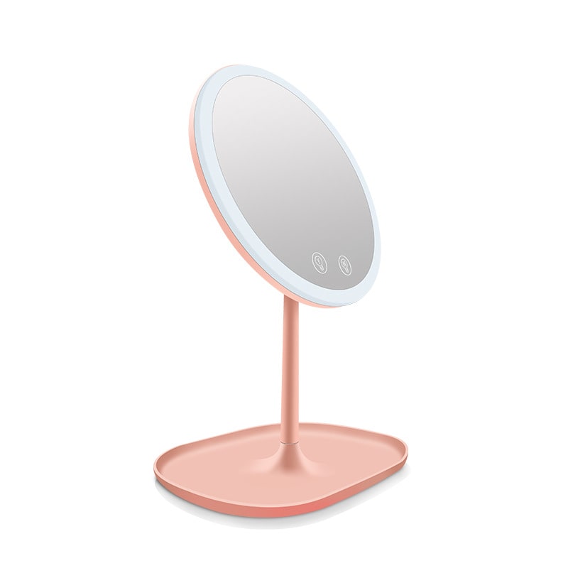 Настольное зеркало для макияжа с подсветкой и увеличением ShineMirror TD-019-01 розового цвета - фото3