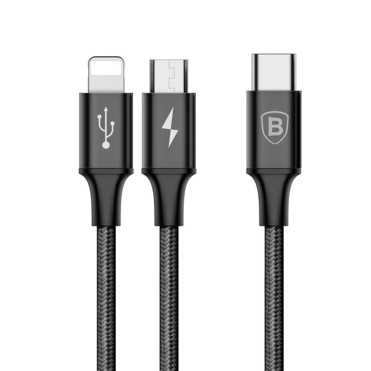 Кабель Baseus Rapid Series 2-in-1 USB - microUSB/Lightning (CAMT-SU01) 1.2 метра - фото2