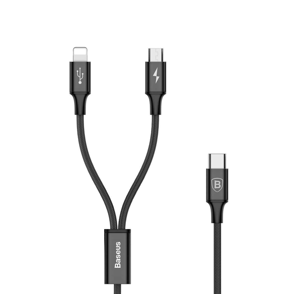 Кабель Baseus Rapid Series 2-in-1 USB - microUSB/Lightning (CAMT-SU01) 1.2 метра - фото3
