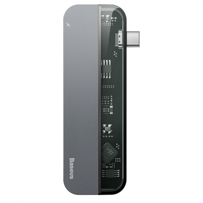 USB Hub Baseus Transparent Series Type-C to Type-C*2 + USB3.0*2 + HDMI 4K Серый (CAHUB-TD0G) - фото3