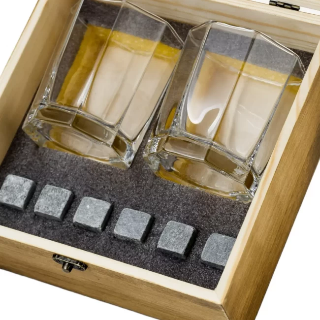 Подарочный набор для виски в деревянной шкатулке с камнями AmiroTrend ABW-101 - фото7