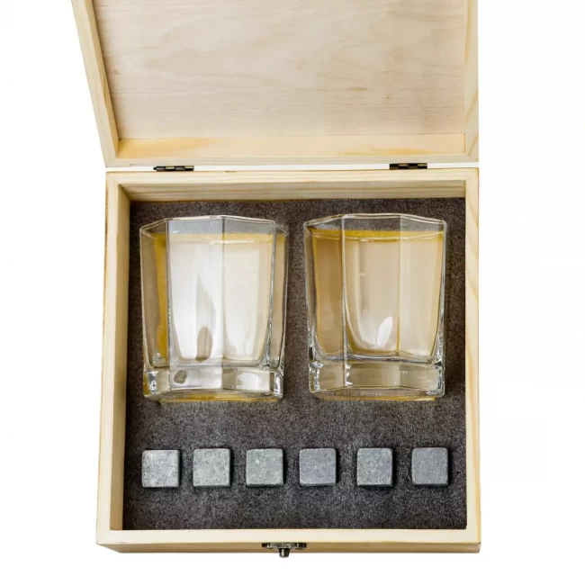 Подарочный набор для виски в деревянной шкатулке с камнями AmiroTrend ABW-101 - фото3