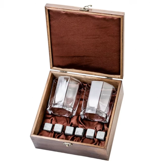 Подарочный набор для виски в деревянной шкатулке с камнями AmiroTrend ABW-104 - фото3