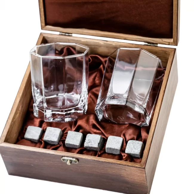Подарочный набор для виски в деревянной шкатулке с камнями AmiroTrend ABW-104 - фото5