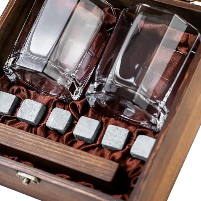 Подарочный набор для виски в деревянной шкатулке с камнями AmiroTrend ABW-103W - фото7