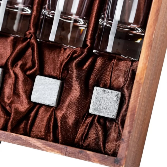 Подарочный набор с шотами и камнями в деревянной шкатулке AmiroTrend ABS-103C - фото4