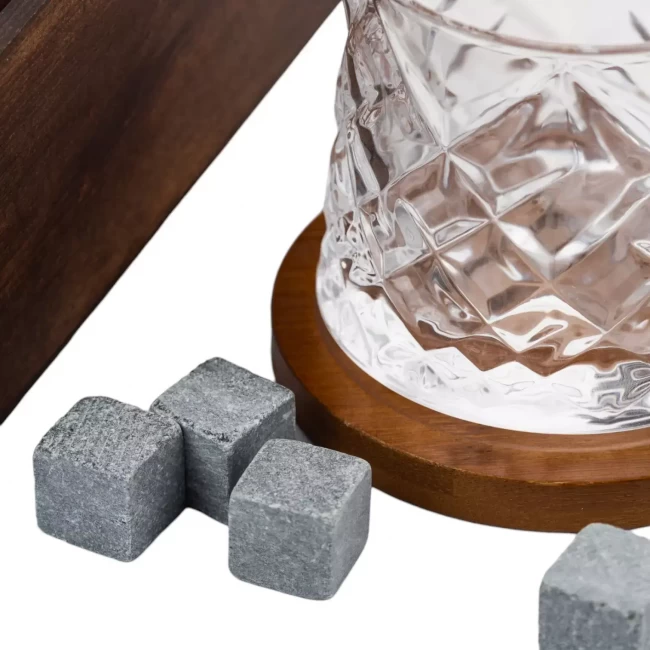 Подарочный набор с камнями для виски в деревянной шкатулке (вращающиеся стаканы с деревянной подставкой) AmiroTrend ABW-303W - фото8