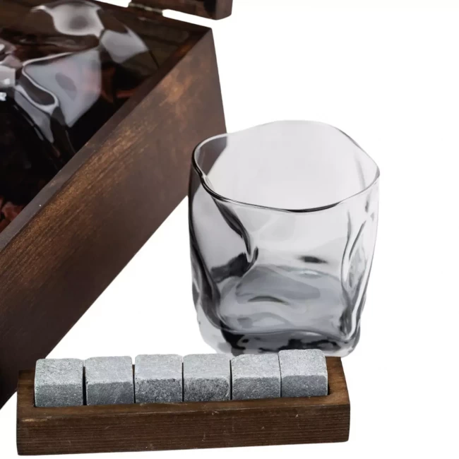 Подарочный набор для виски в деревянной шкатулке с камнями AmiroTrend ABW-304W - фото7