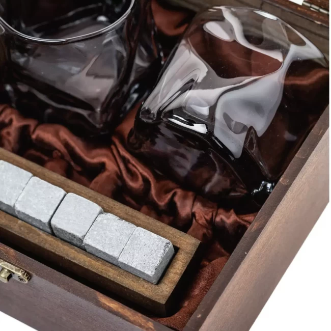 Подарочный набор для виски в деревянной шкатулке с камнями AmiroTrend ABW-304W - фото8