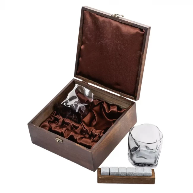 Подарочный набор для виски в деревянной шкатулке с камнями AmiroTrend ABW-304W - фото5