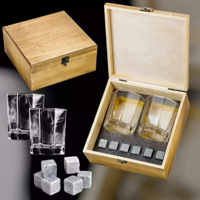 Подарочный набор для виски в деревянной шкатулке с камнями AmiroTrend ABW-101 - фото8