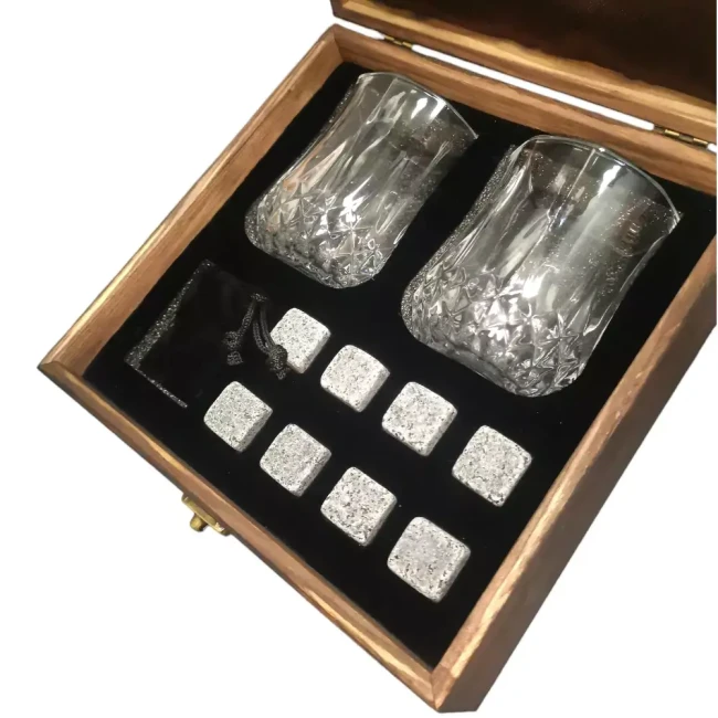 Подарочный набор с камнями для виски в деревянной шкатулке AmiroTrend ABS-203w - фото5