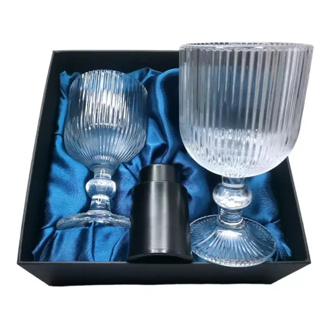 Подарочный набор для вина 2 бокала, вакуумная пробка AmiroTrend ABW-501 blue crystal - фото7