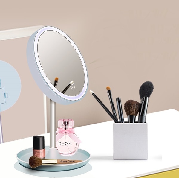 Настольное зеркало для макияжа с подсветкой ShineMirror TD-016 голубого цвета - фото