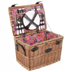 Плетеная корзина из лозы для пикника с набором посуды на 4 персоны Maclay Doris - фото