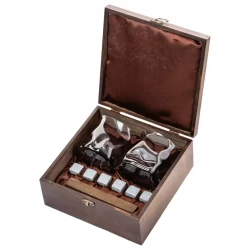 Подарочный набор для виски в деревянной шкатулке с камнями AmiroTrend ABW-304W - фото