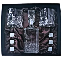 Подарочный набор для виски со штофом, 2 стакана, 6 камней AmiroTrend ABW-404 crystal - фото