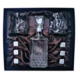 Подарочный набор для виски со штофом, 2 стакана, 6 камней AmiroTrend ABW-404 black transparent - фото