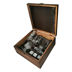 Подарочный набор 1 стакан для виски,1 коньячный бокал,1 рюмка,3 камня AmiroTrend ABW-705 transparent - фото