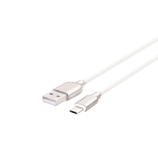 Кабель USB 2.0 Micro Usb MONARCH усиленный плетеный 1,2 метра белый - фото2