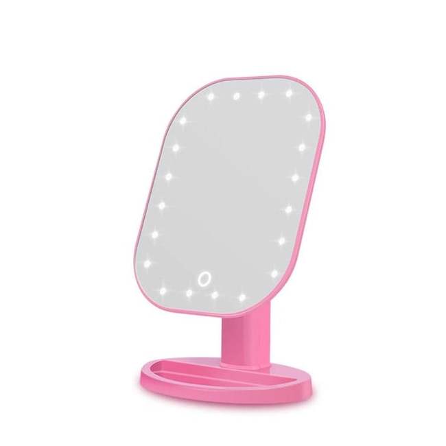 Настольное зеркало для макияжа с подсветкой ShineMirror TD-002 розового цвета - фото2