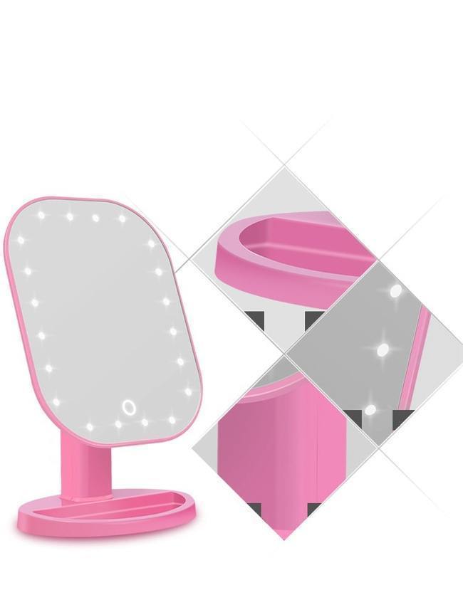 Настольное зеркало для макияжа с подсветкой ShineMirror TD-002 розового цвета - фото5