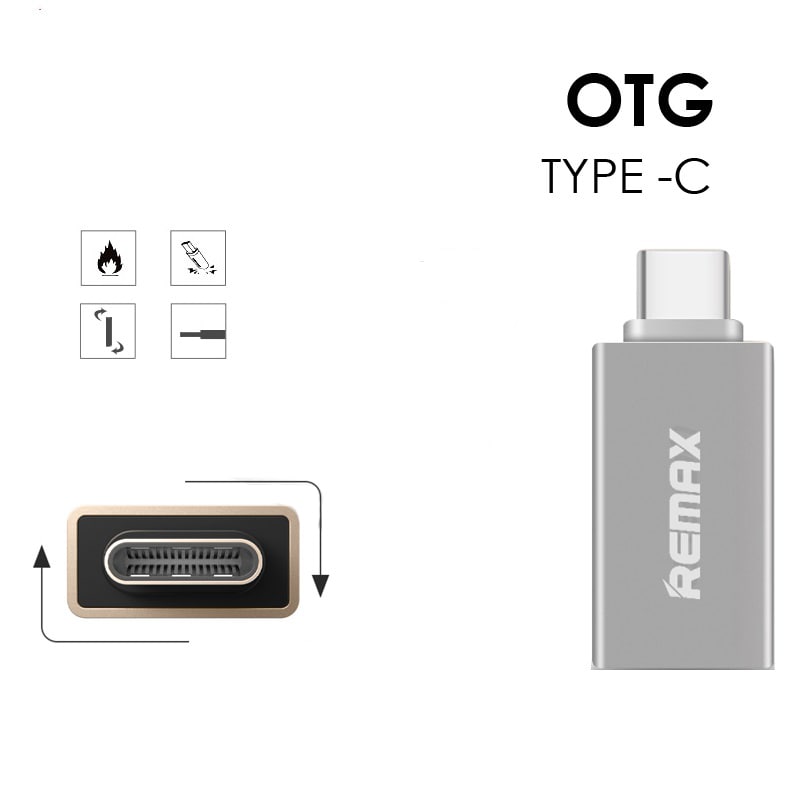 Адаптер Type-C - USB OTG Remax серебристый