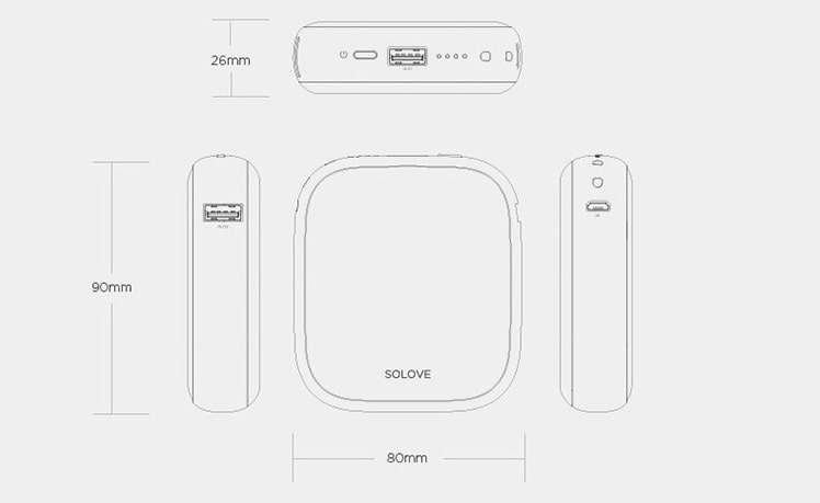 Внешний аккумулятор с беспроводной зарядкой Xiaomi Solove Wireless Charging Treasure W5 10000mAh серый Внешний аккумулятор с беспроводной зарядкой Xiaomi Solove Wireless Charging Treasure W5 10000mAh серый