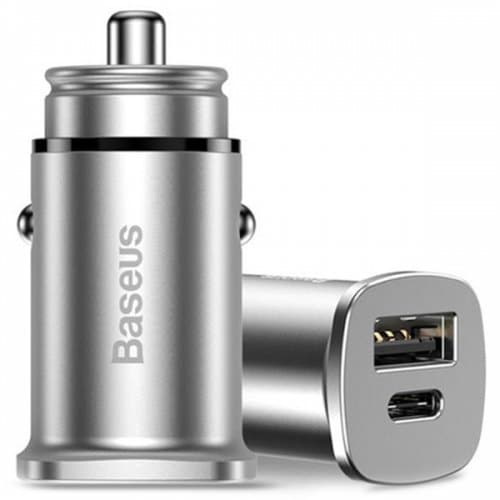 Автомобильное зарядное устройство Baseus BS-C15C USB+TYPE-C (CCALL-AS0S) серебристое