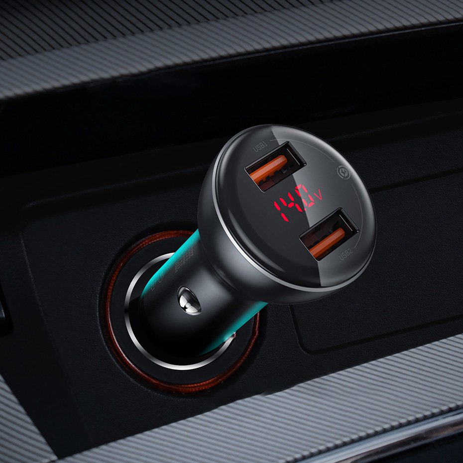 Автомобильное зарядное устройство Baseus Digital Display PPS Dual Quick Charger Car 45W TZCCBX-C0G