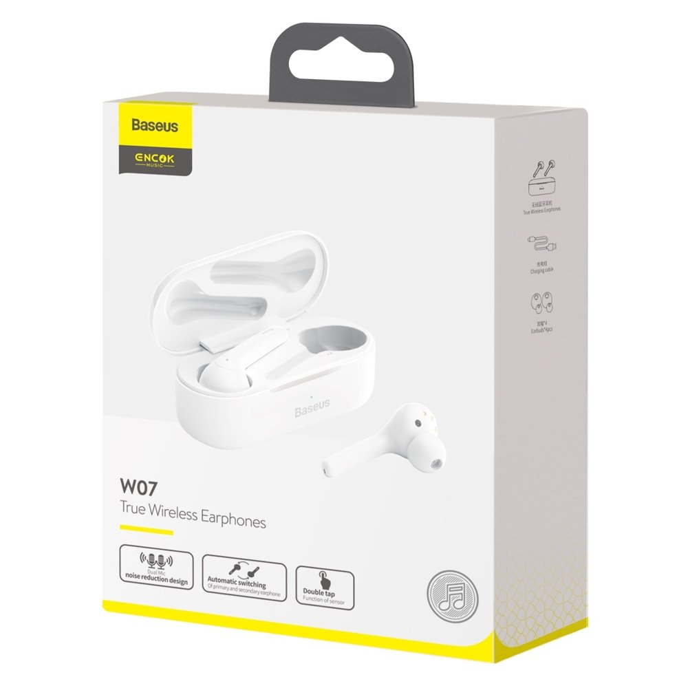 Беспроводные TWS Bluetooth наушники Baseus Encok W07 белые Беспроводные TWS Bluetooth наушники Baseus Encok W07 белые