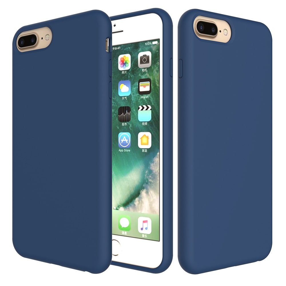 Чехол для Apple iPhone 8 Plus/7 Plus силиконовый (закрытый низ) темно - синий