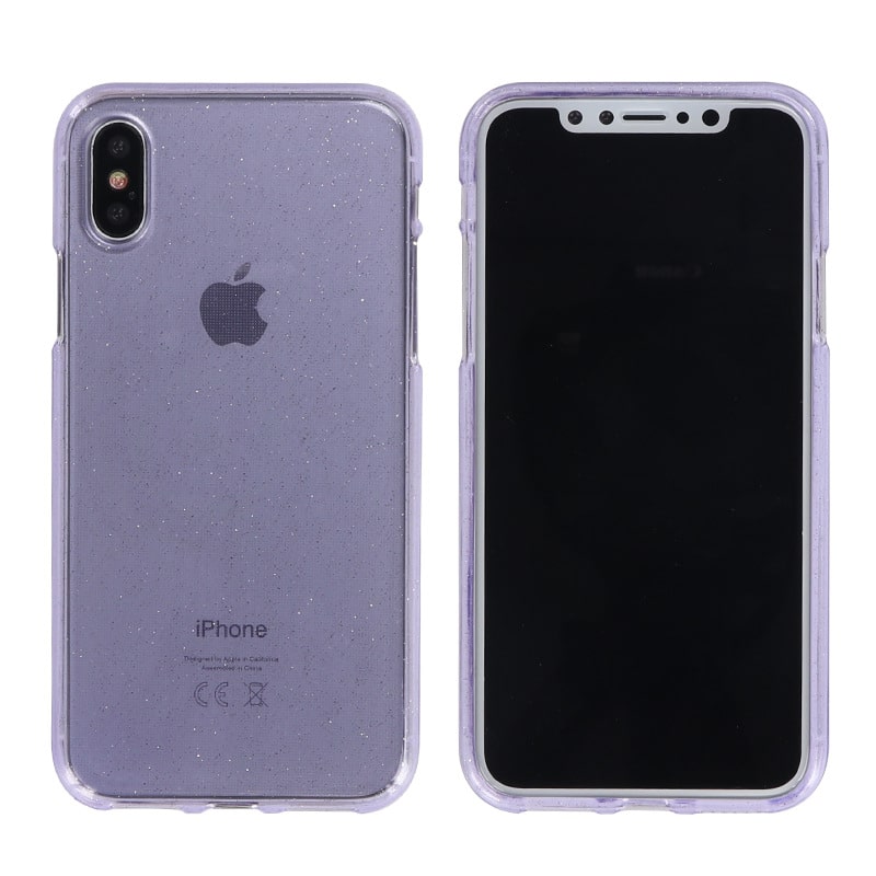 Чехол для Apple iPhone X / Xs гелевый с блестками BOOSTAR фиолетовый