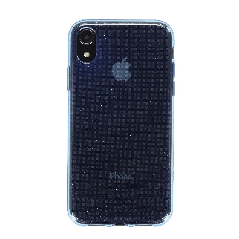 Чехол для Apple iPhone X / Xs гелевый с блестками BOOSTAR голубой