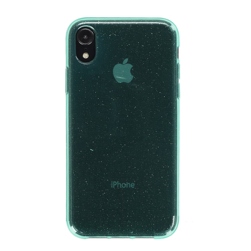 Чехол для Apple iPhone X / Xs гелевый с блестками BOOSTAR зеленый