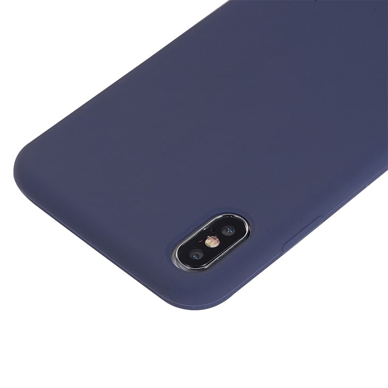 Чехол для Apple iPhone X / Xs силиконовый (закрытый низ) темно - синий