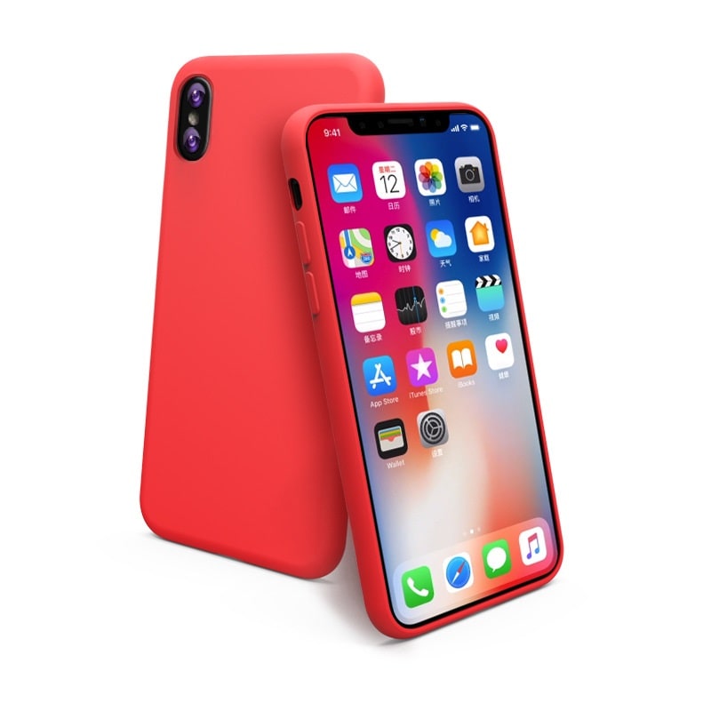 Чехол для Apple iPhone X / Xs силиконовый (закрытый низ) красный