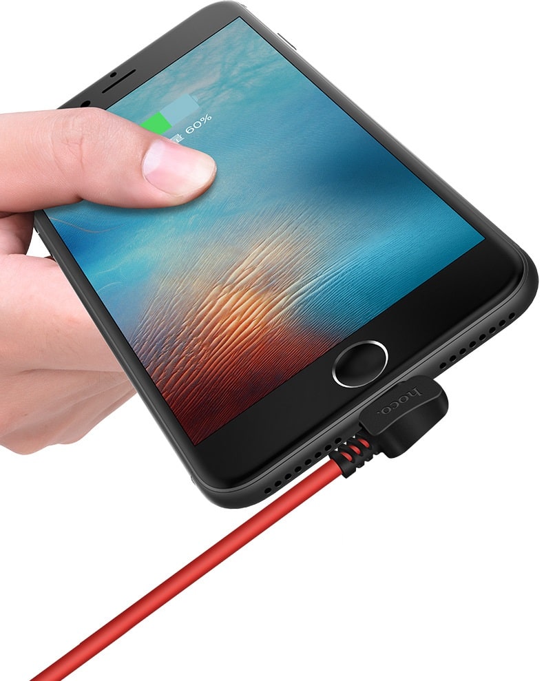 Кабель USB Lightning для Apple Hoco X19 1.2 метра 2.4A красно-черный