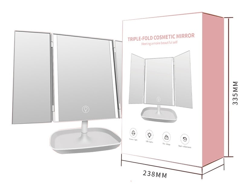 Настольное зеркало для макияжа с подсветкой и увеличением ShineMirror TD-028 белого цвета