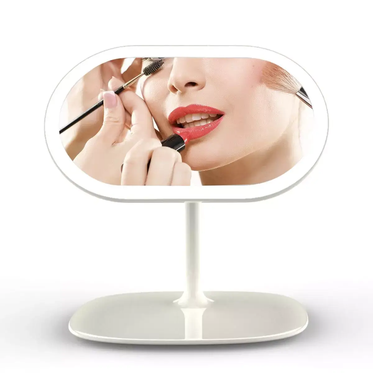 Настольное зеркало для макияжа с подсветкой и ночником ShineMirror TD-014 белого цвета - фото