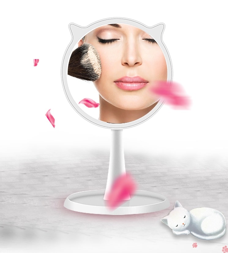 Настольное зеркало для макияжа с подсветкой ShineMirror TD-08 белого цвета