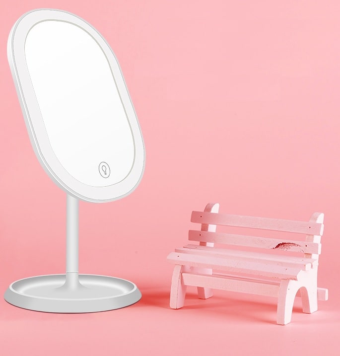 Настольное зеркало для макияжа с подсветкой TD-025 белого цвета