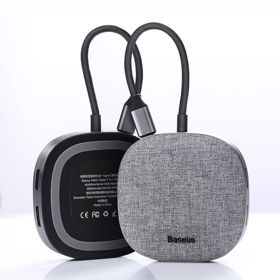 Переходник Baseus 7 в 1 Multifunction HUB Type-C to x2 USB 3.0, HDMI, RJ45, Type-C (CAHUB-DX0G) - картинка Переходник Baseus 7 в 1 Multifunction HUB Type-C to x2 USB 3.0, HDMI, RJ45, Type-C (CAHUB-DX0G) - фото