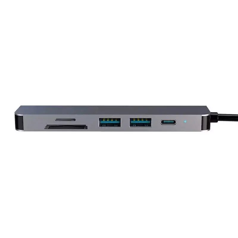 Переходник Type-C на HDMI 4K / 2 x USB 3.0 / картридер TF/SD PD - фото