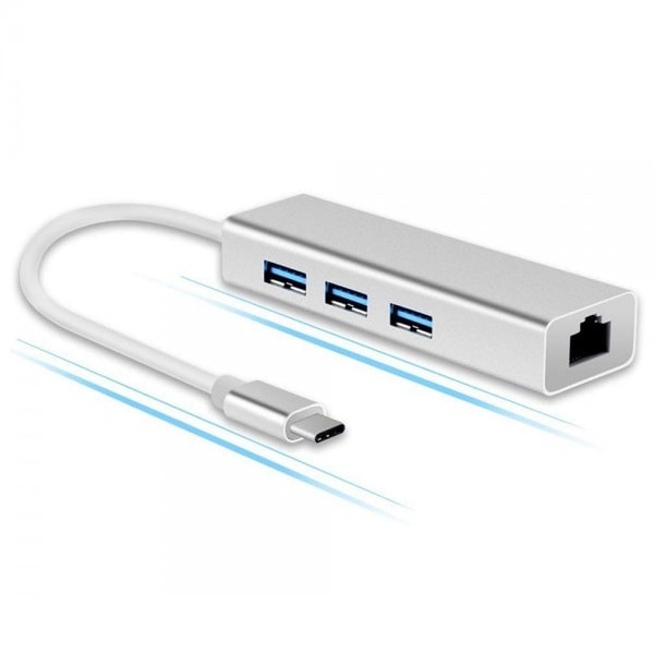 Переходник USB Type-C на 3*USB 3.0, RJ45 Переходник USB Type-C на 3*USB 3.0, RJ45
