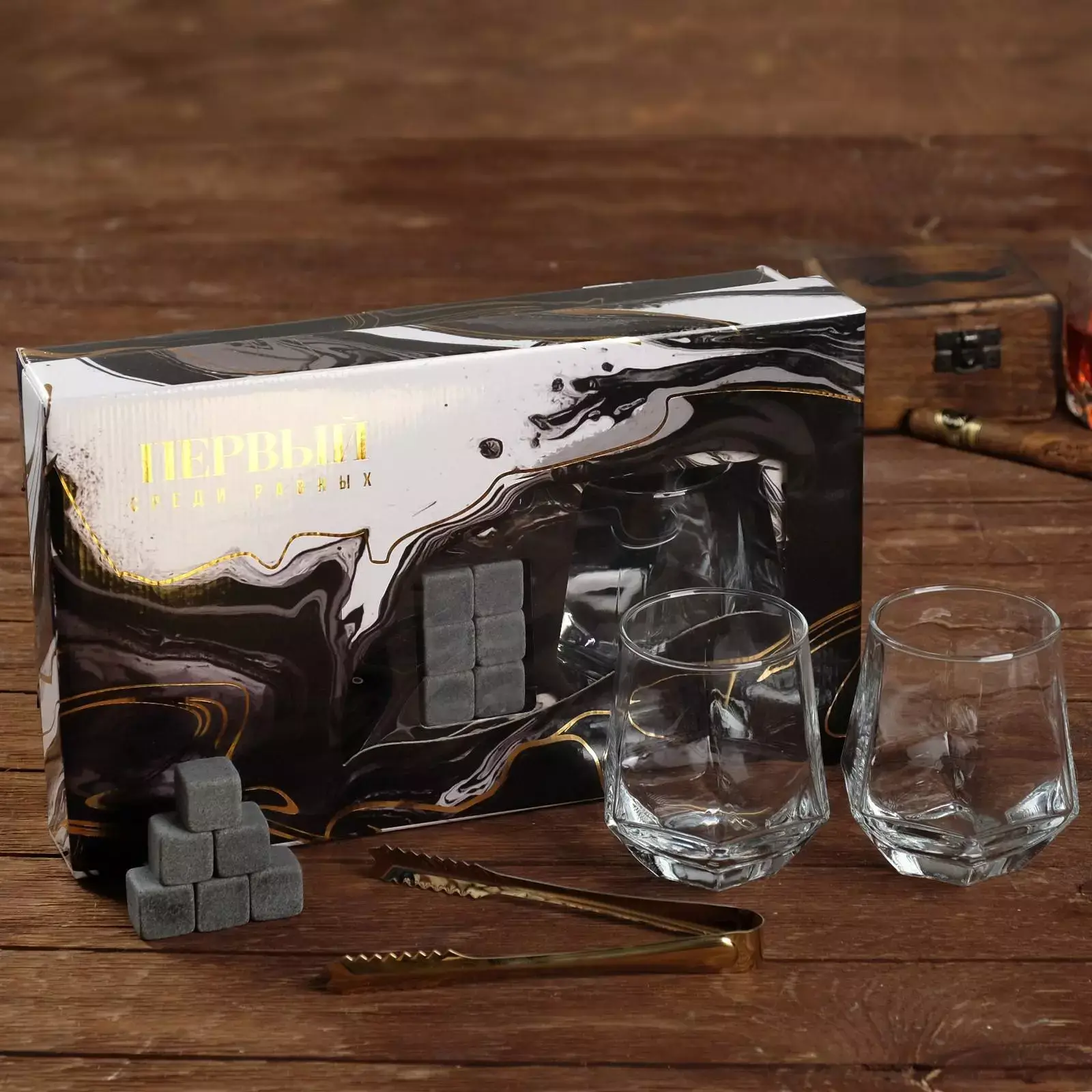 Подарочный набор для виски с камнями Amiro Bar Set ABS-01W (9 предметов) - фото
