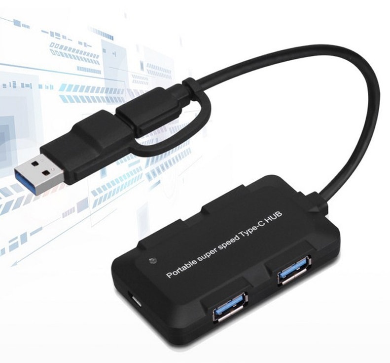 USB HUB 2-в-1 USB3.0 + Type-C на 4 x USB 3.0